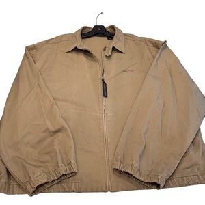 Greg Norman Cotton Zip Up Golf Jacket Collared Tan Size XL